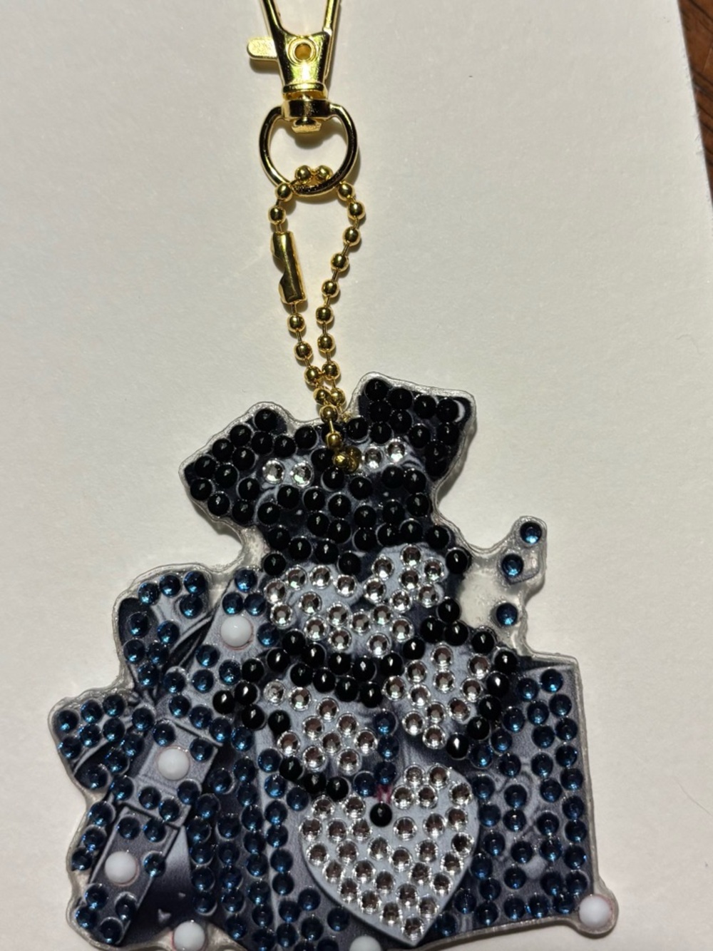 Rhinestone Schnauzer Keychain